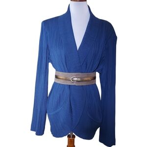 Misook Blue Cardigan with Belt